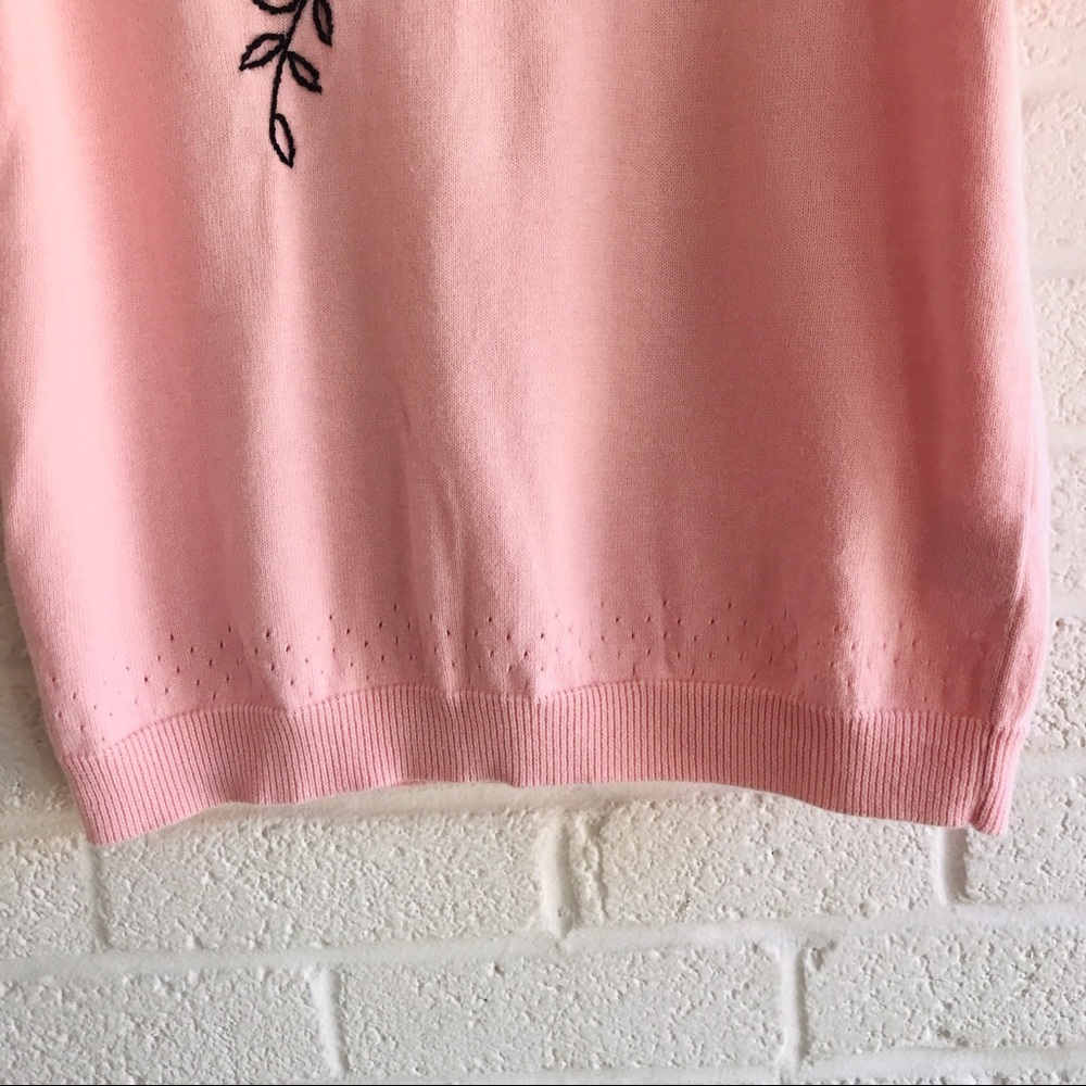 Draper’s & Damon’s Pink Sweater Knit Top Medium Vintage Short Sleeve Cottagecore - Picture 8 of 13